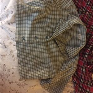 Brandy Melville Cropped Green Plaid Button Up
